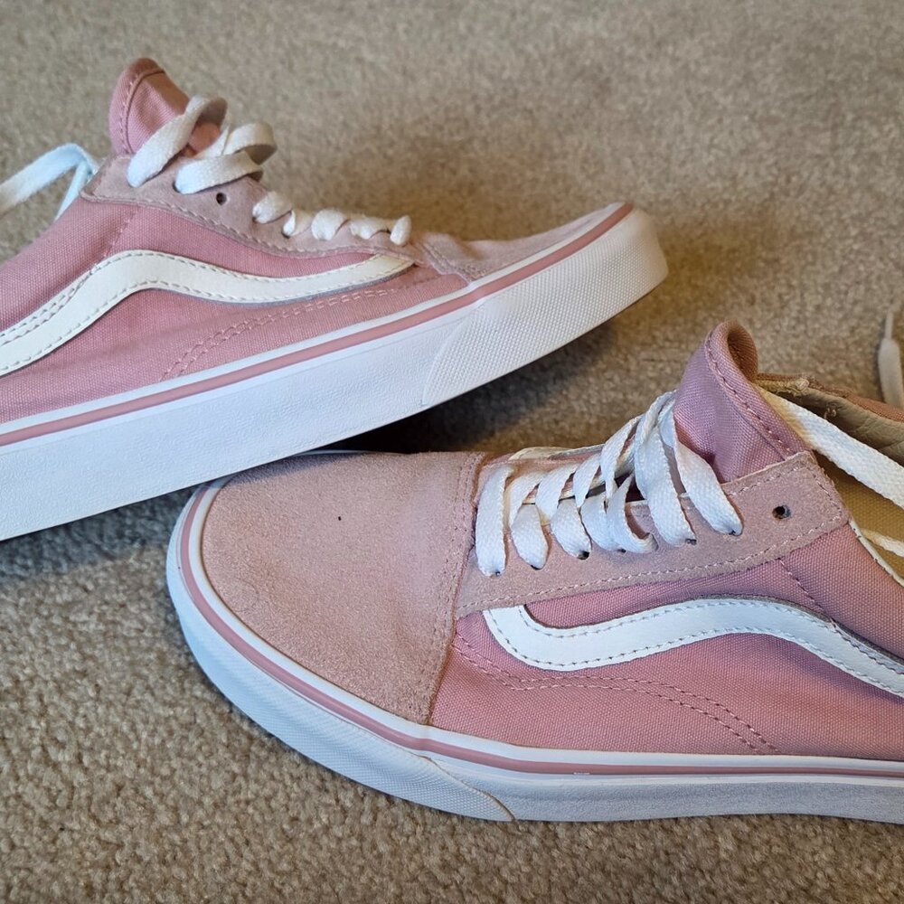 Vans Pink and White Old Skool Sneakers